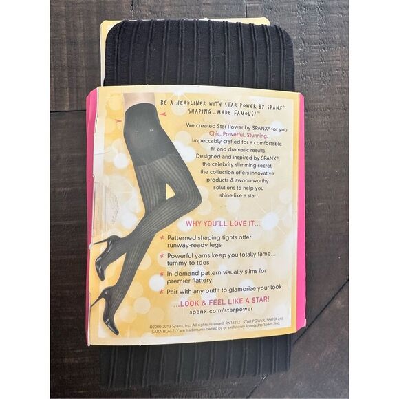 STAR Power by Spanx Ribbed Row BlackShaping Tights New Size C - Picture 2 of 3